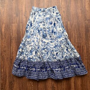 Women’s Faith and Zoe Bohemian Blue and White Maxi Skirt -Size XS